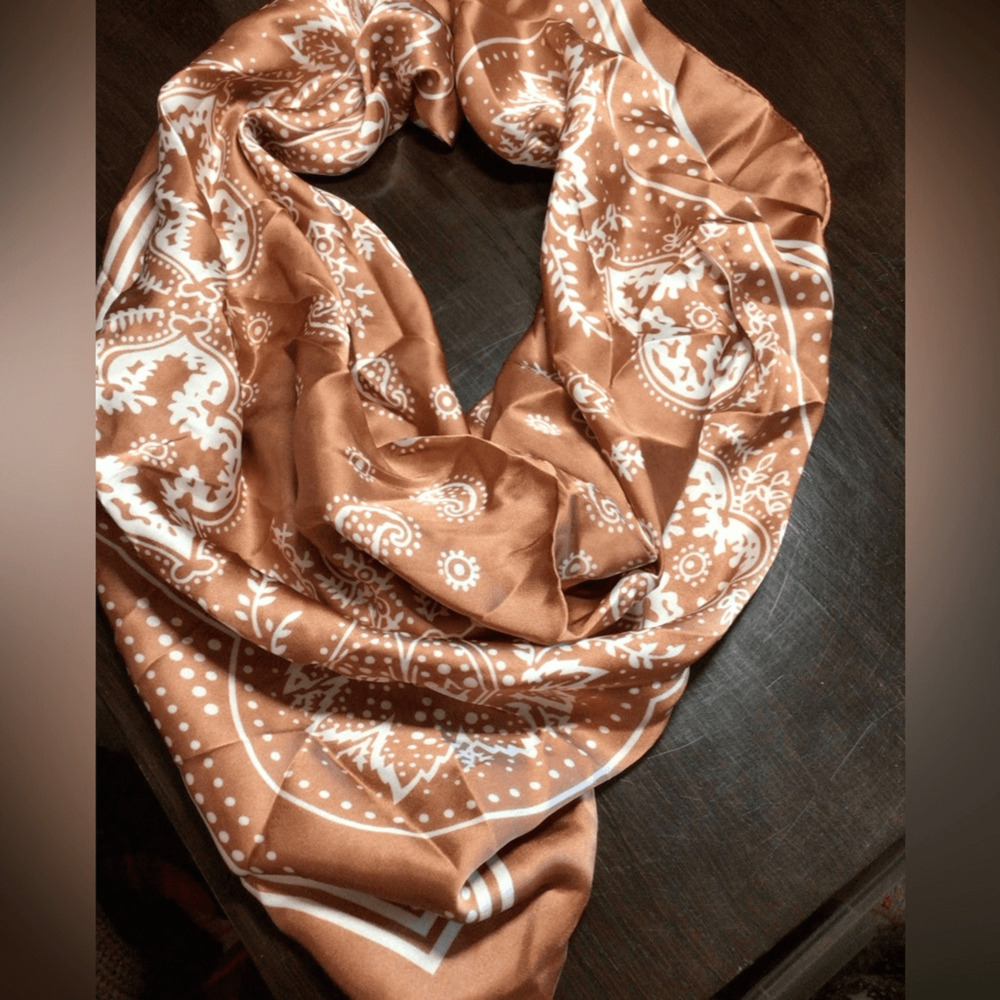 NEW! Boho Western Camel brown silky scarf